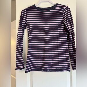 Girls purple and navy blue striped long sleeve shirt
